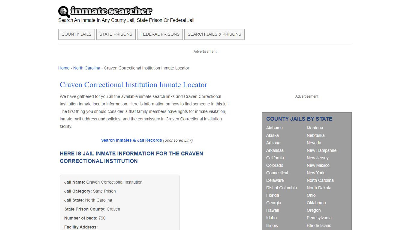Craven Correctional Institution Inmate Locator - Inmate Searcher